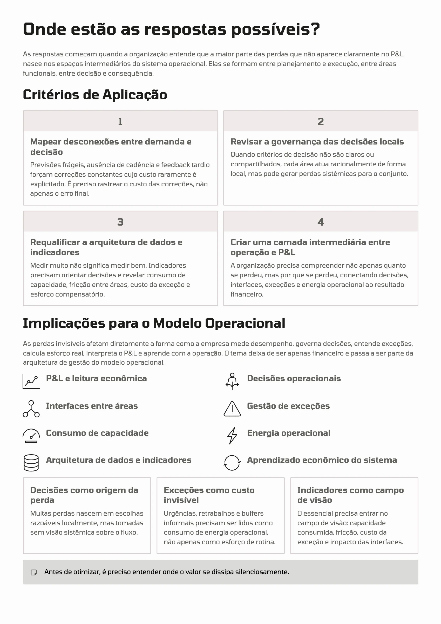 Página 95: Ensaio 24 — Onde se originam hoje as perdas operacionais que não se refletem claramente no P&L? · 3/4